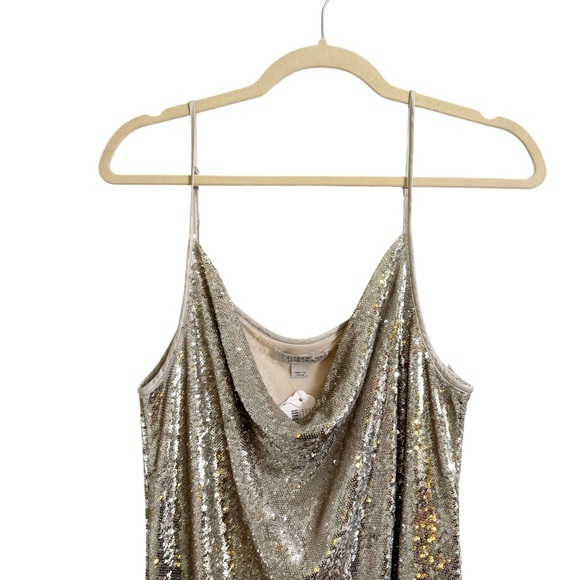 All Saints Hadley Sequin Silver Midi Dress Size 10 - Picture 5 of 9